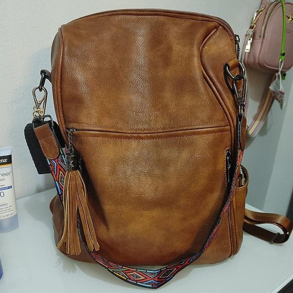 Women Brown Retro Style Travel Backpack with Tassel main image 15